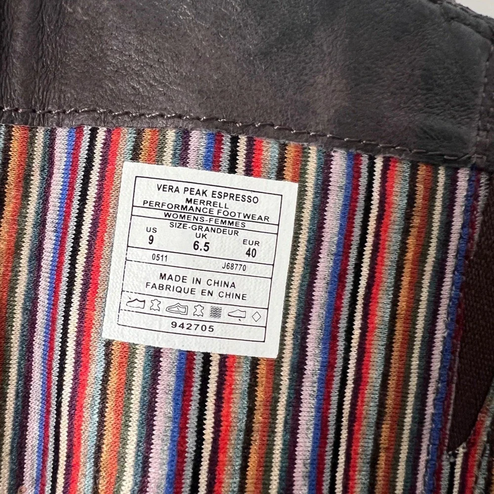 Merrell Vera Peak Knee High Boots Size 9 Brown Leather Tall Zip‎ Gorpcore Chunky